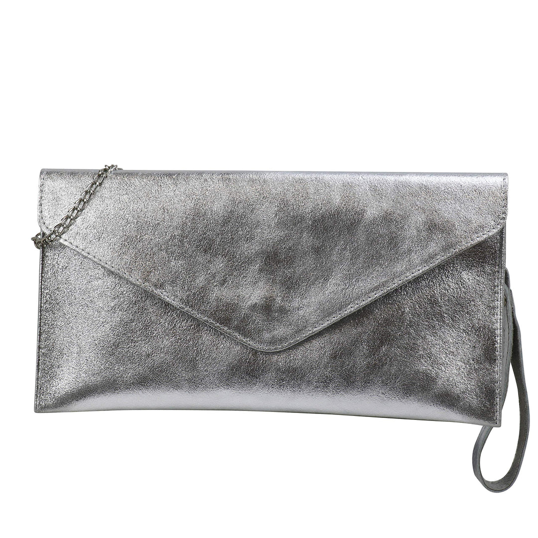 SH Leder Echtleder Clutch Umhängetasche kleine Tasche Abendtasche in Wildleder oder Metallic 31,5x16
