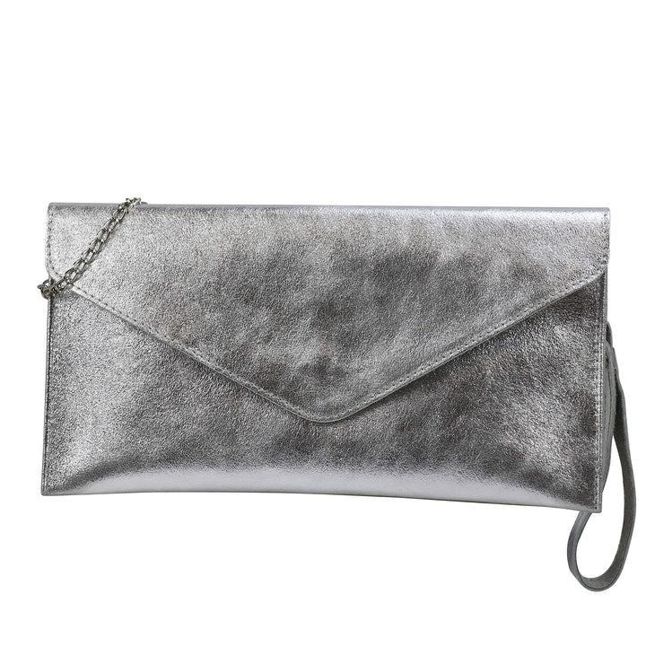 SH Leder Echtleder Clutch Umhängetasche kleine Tasche Abendtasche in Wildleder oder Metallic 31,5x16