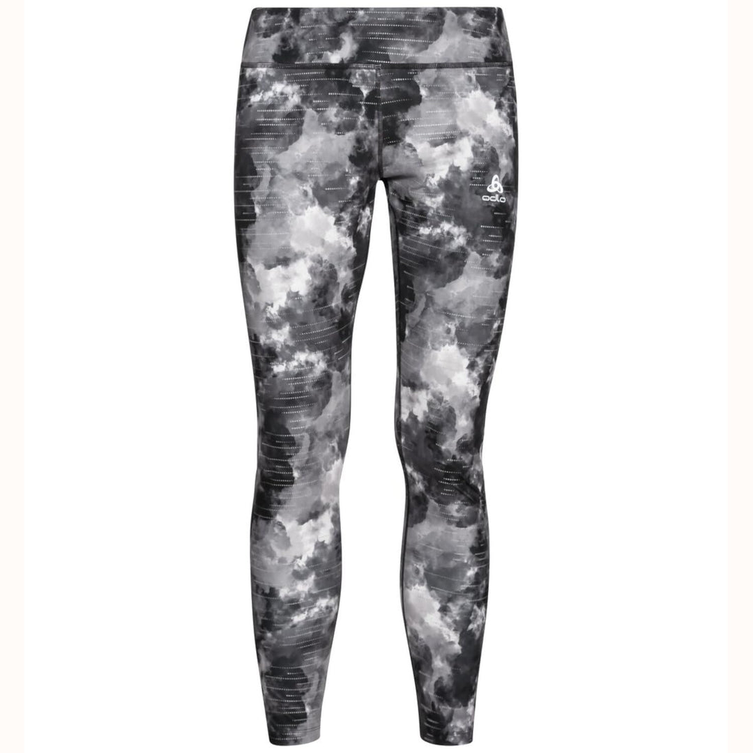 Odlo Damen Laufhose Tights Zeroweight Print Reflective, S Schwarz