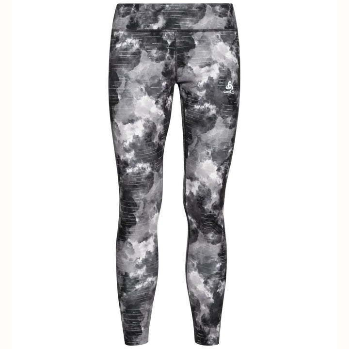 Odlo Damen Laufhose Tights Zeroweight Print Reflective, S Schwarz