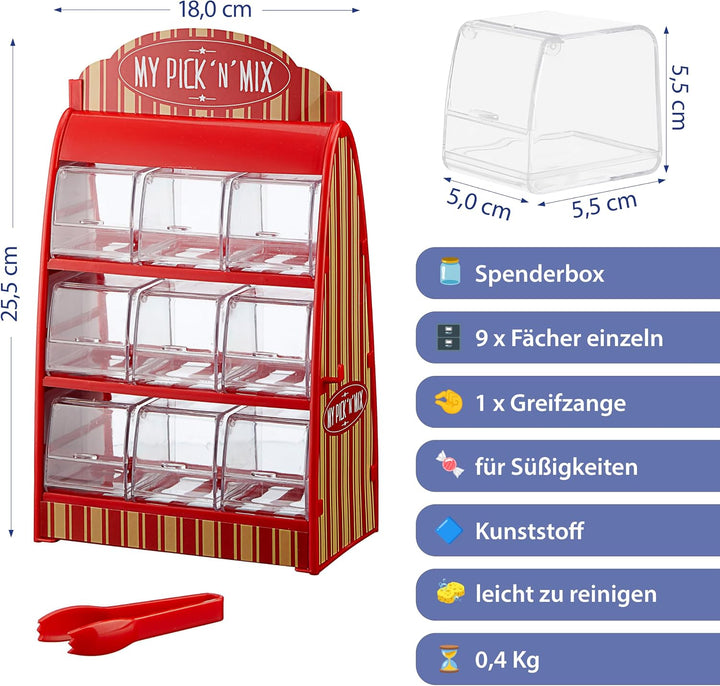 Cepewa Süssigkeitenspender Retro Süssigkeitenautomat mit Zange Weingummi Spender 50er Jahre Fruchtgu