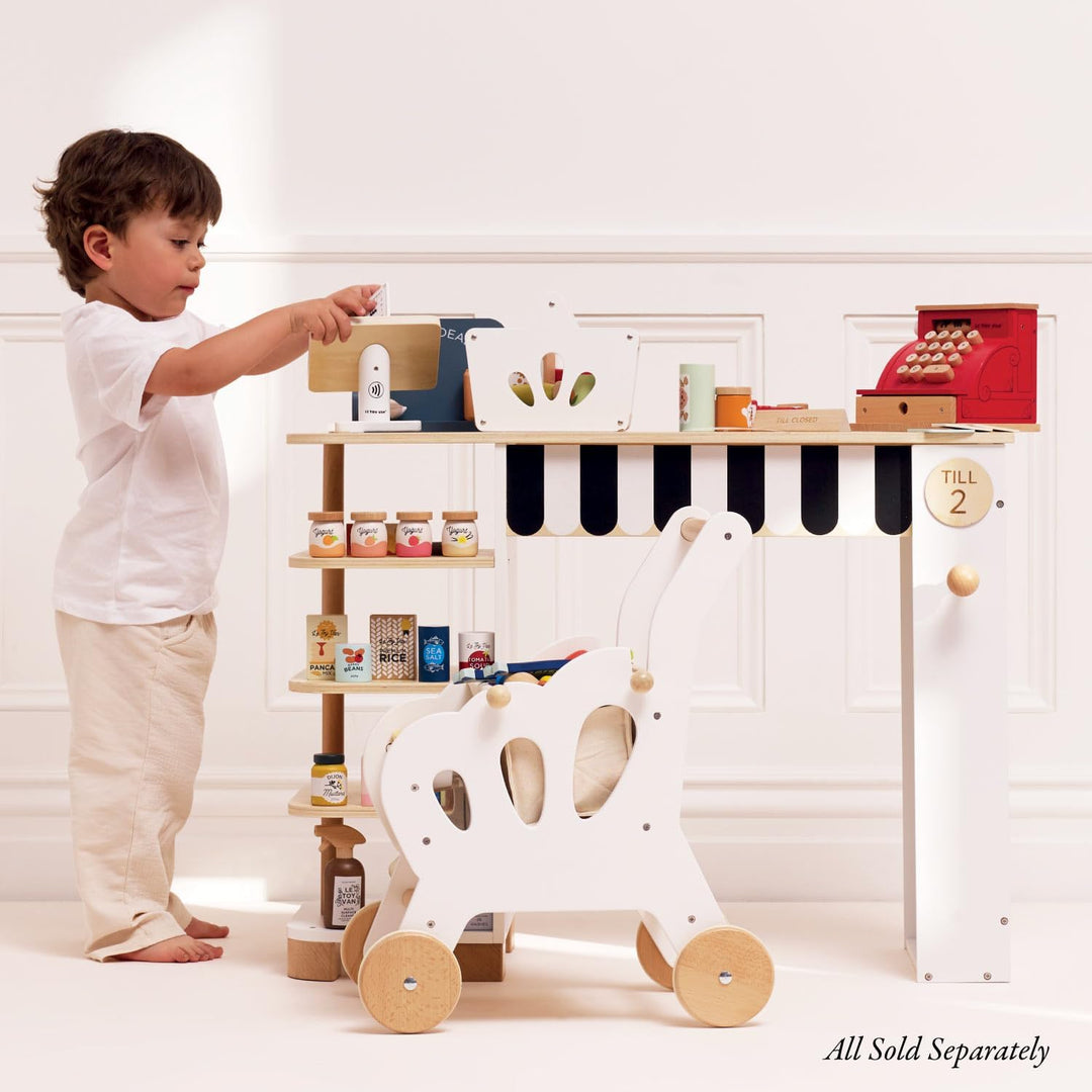 Le Toy Van – Honeybake Rollenspiel Kasse aus Holz mit Kassenbeleg, Kassenschublade und Spielgeld | I