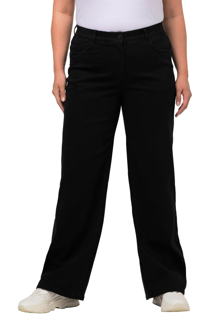 Ulla Popken Damen Basic, Rundhalsausschnitt, Slim, Baumwolle T-Shirt 38W / 32L Schwarz, 38W / 32L Sc