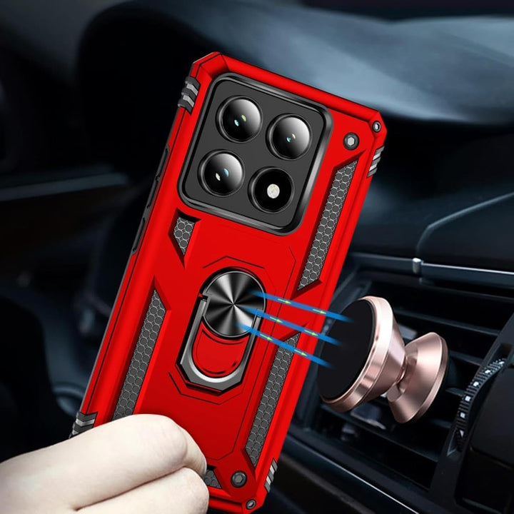 Verco Hybrid Armor Shield Case für Xiaomi 14T Hülle, extrem robust mit Magnet Fingerring Halter Hand