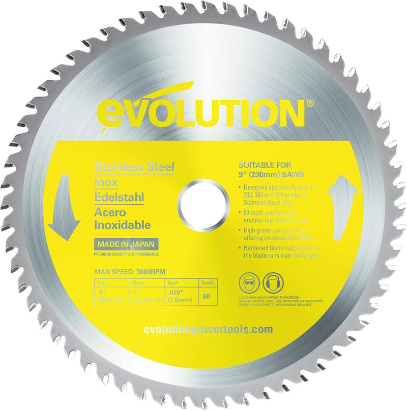 Evolution S230TCT-60CS - 230 mm Sägeblatt zum Schneiden von Edelstahl - Metall-Sägeblatt mit 60 Zähn