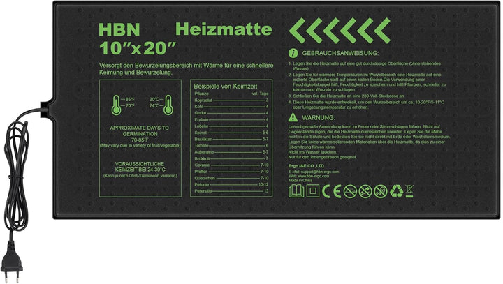 HBN Pflanzen Heizmatte Wärmematte Wärmeplatte für Sämling und Samen, 17.5W, Zimmergewächshaus Anzuch