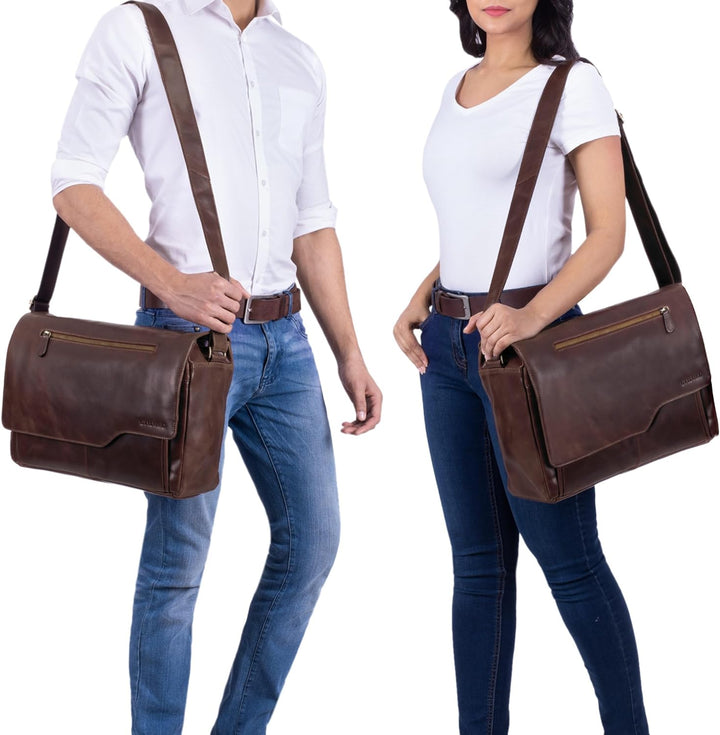 STILORD 'Marvin' Ledertasche Umhängetasche Modernes Vintage Design 15.6 Zoll Laptoptasche grosse Uni