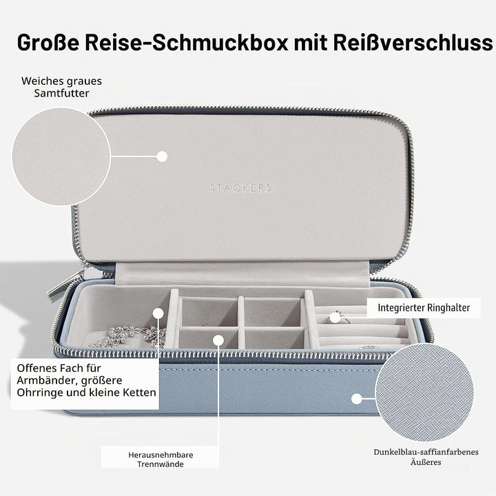 Stackers Altblau Gross & Petite Reise Schmuckschatulle, Altblau