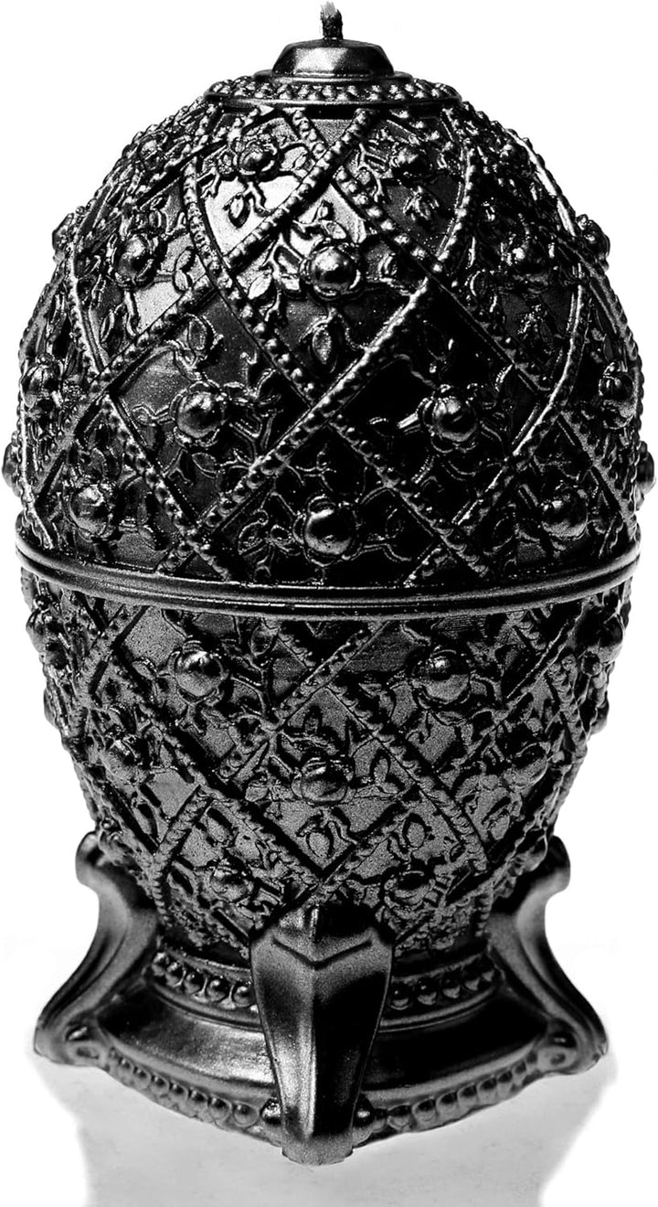 Candellana Kerze Mittleres Faberge-Ei Low Poly, Höhe: 16 cm, Handgemacht in der EU (Black Metallic),