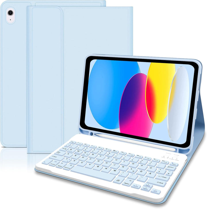 Hofsos Hülle mit Tastatur für IPad 11/10 Generation (2025/2022, 11/10.9 Zoll) - Abnehmbare Magnetisc