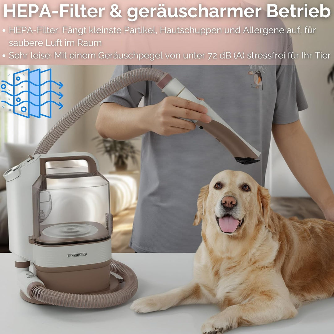 Steinborg® Tierhaarschneidemaschine mit Staubsauger 13.500 Pa Hundeschermaschine leise mit Sauger Hu