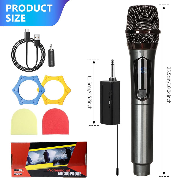 Mikrofon Kabellos,2 Stück Kabelloses Mikrofon Mit Wiederaufladbarem Empfänger,Wireless Microphone Se