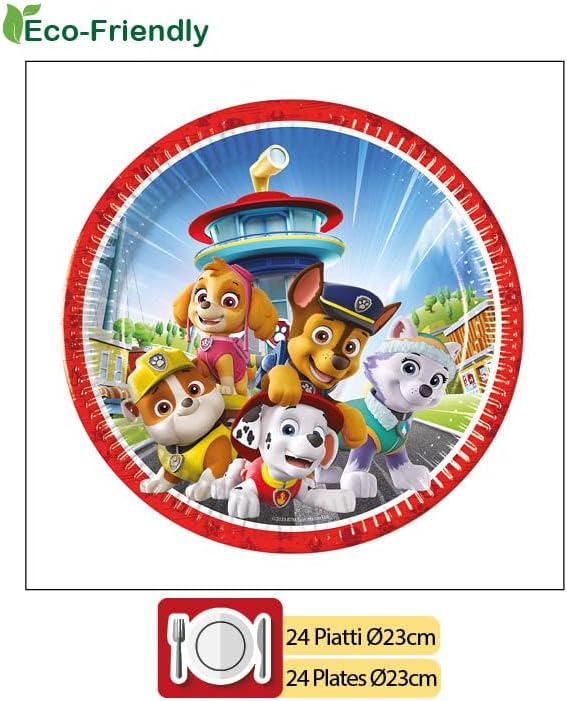 Ciao - Party-Set Paw Patrol Rescue Heroes Menschen (88 Stück Teller Ø23 cm, 24 Becher 200 ml, 40 Ser