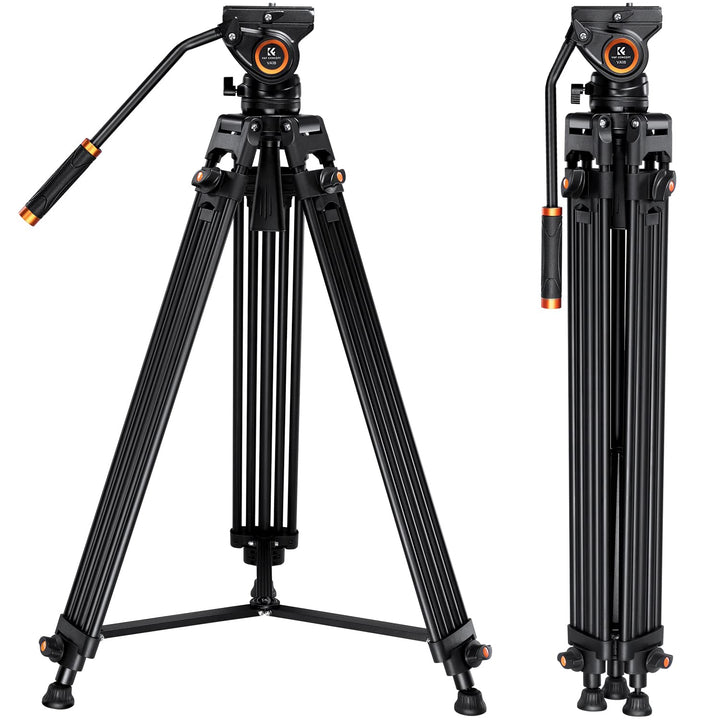K&F Concept Video Stativ System mit 360° Fluidkopf, Heavy Duty Tripod, Alu Stativ 184cm für Kameras