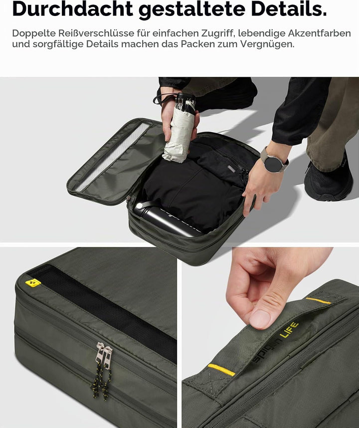 Spigen Life Packing Cube Packwürfel Koffer Organizer Set Packtaschen mit Kompression und Reissversch