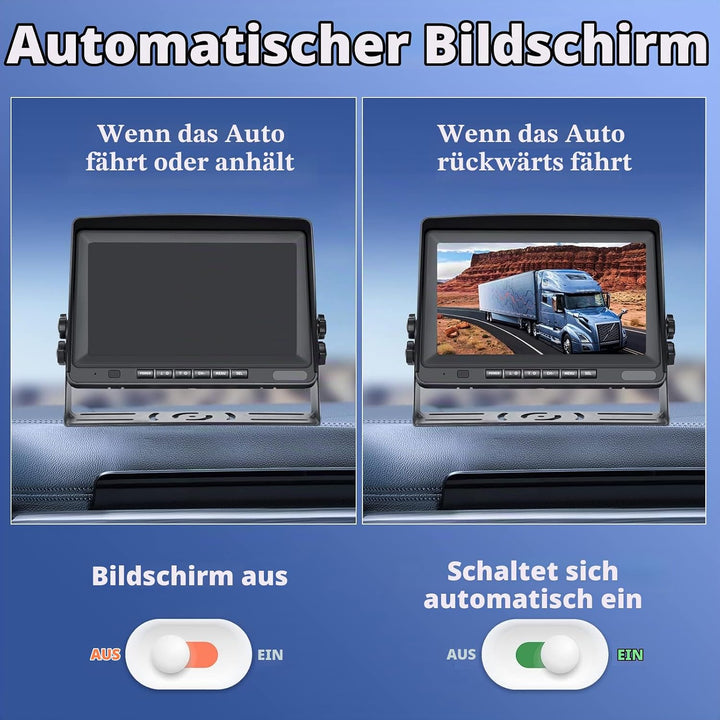 CAMECHO RV Rückfahrkamera Kit mit 8-Zoll-LCD-Monitor+ AHD 1080P Rückfahrkamera*2 mit Nachtsicht IP69
