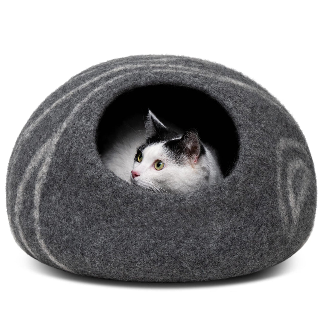 MEOWFIA Katzenbett Höhle – Umweltfreundliche Betten aus 100% Merinowolle für Katzen und Kätzchen (L,