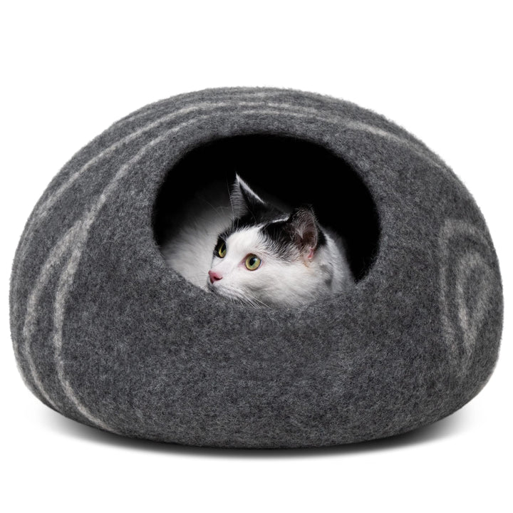 MEOWFIA Katzenbett Höhle – Umweltfreundliche Betten aus 100% Merinowolle für Katzen und Kätzchen (L,