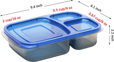 Youngever 7er Pack 3 Fach Meal Prep Boxen, Bento Lunchboxen, wiederverwendbarmeal prep boxen, 3 Fäch