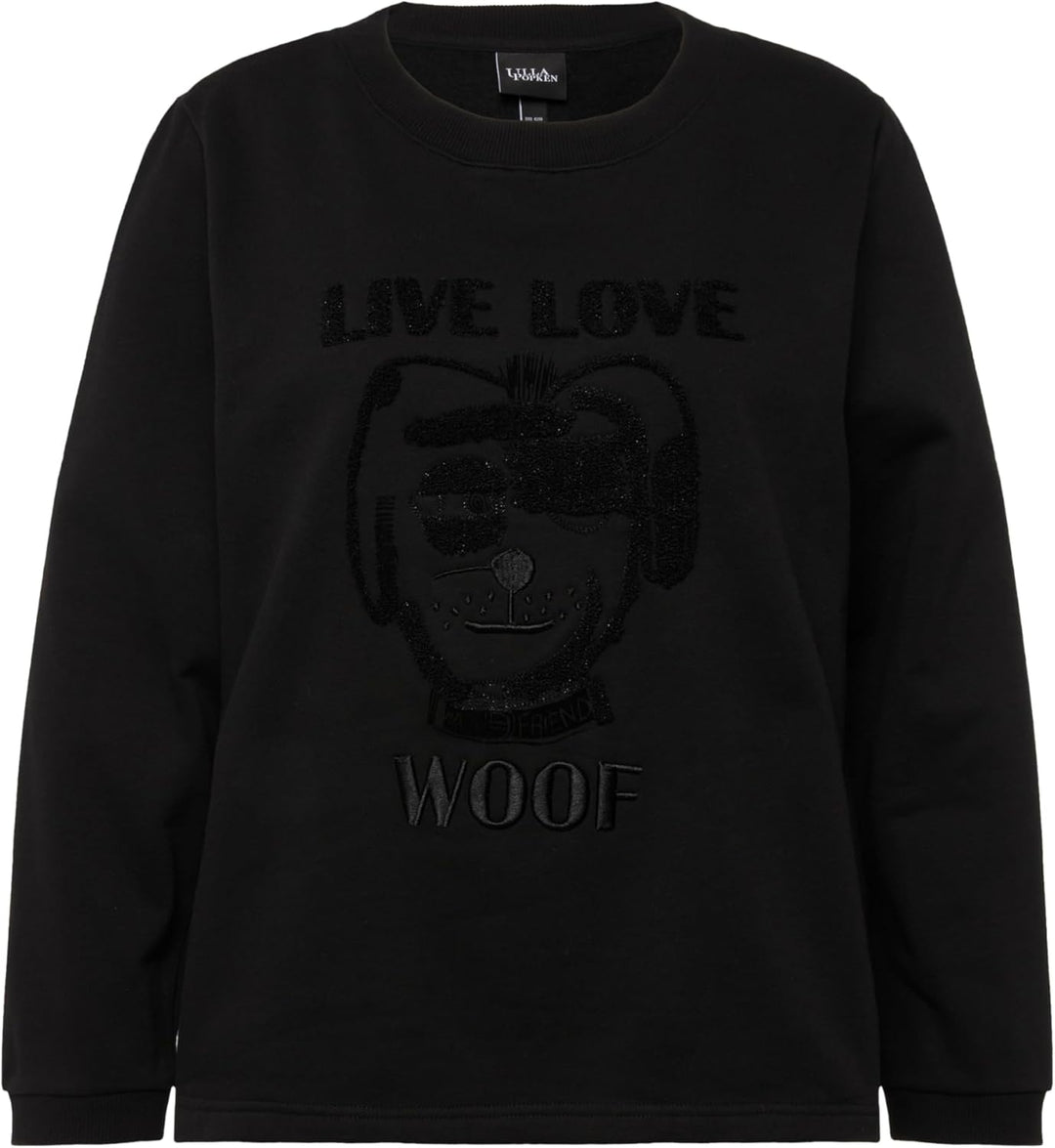 Ulla Popken Damen Toweling Sweatshirt 42-44 Grosse Grössen Schwarz, 42-44 Grosse Grössen Schwarz