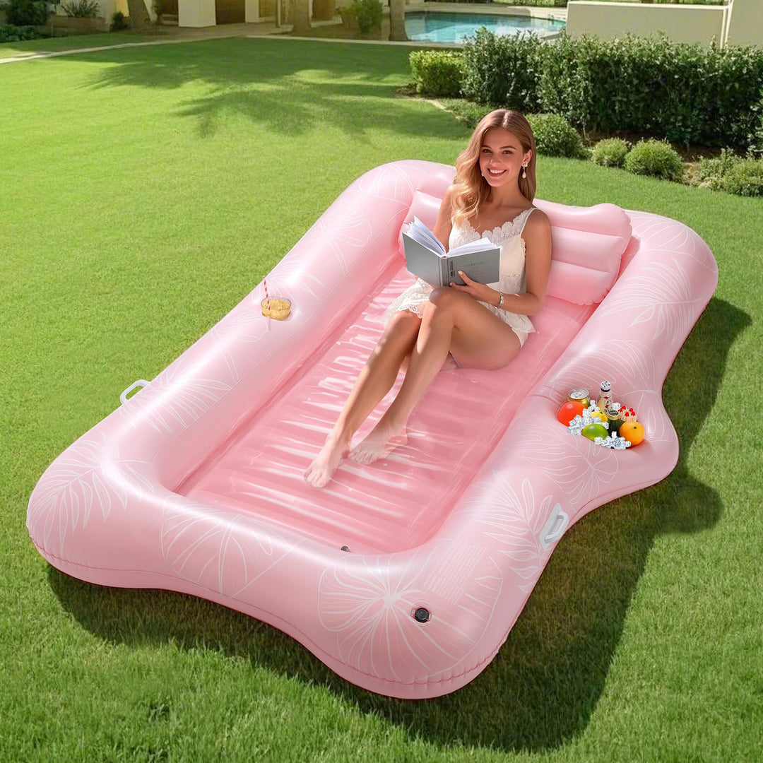 MoKo Pool Luftmatratze Erwachsene, Gross Schwimmbett mit EIS Bar, Solarium Pool Loungesessel Aufblas