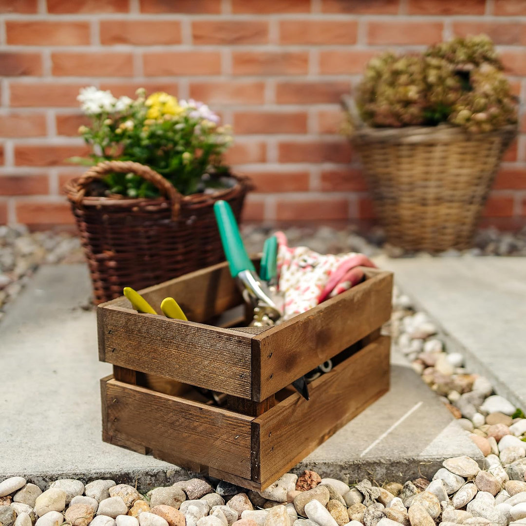 Creative Deco 3 x Kleine Holzkiste Wenge | 30 x 20 x 15 cm | Weinkisten Set Obstkiste Holz | Geschli