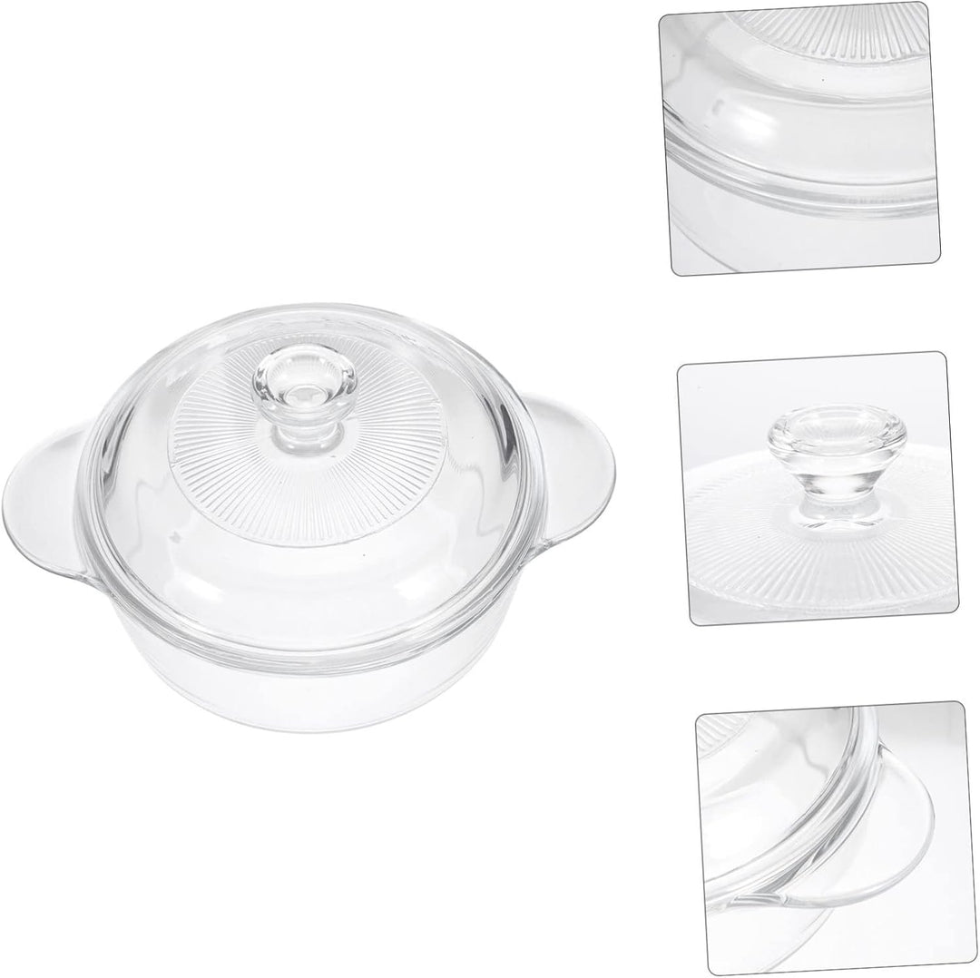 STOBAZA Pyroflam Topf Glas Schmortopf Hitzebeständig mit Deckel und Ergonomischem Design 1l Küchenge