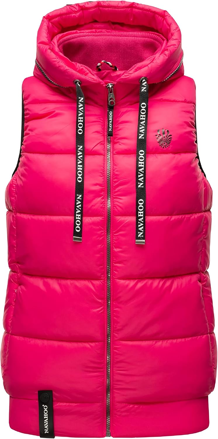 Navahoo Damen Steppweste leichte Outdoor-Weste Übergangsjacke mit Kapuze Kassidy XS-3XL XS Rosa, XS