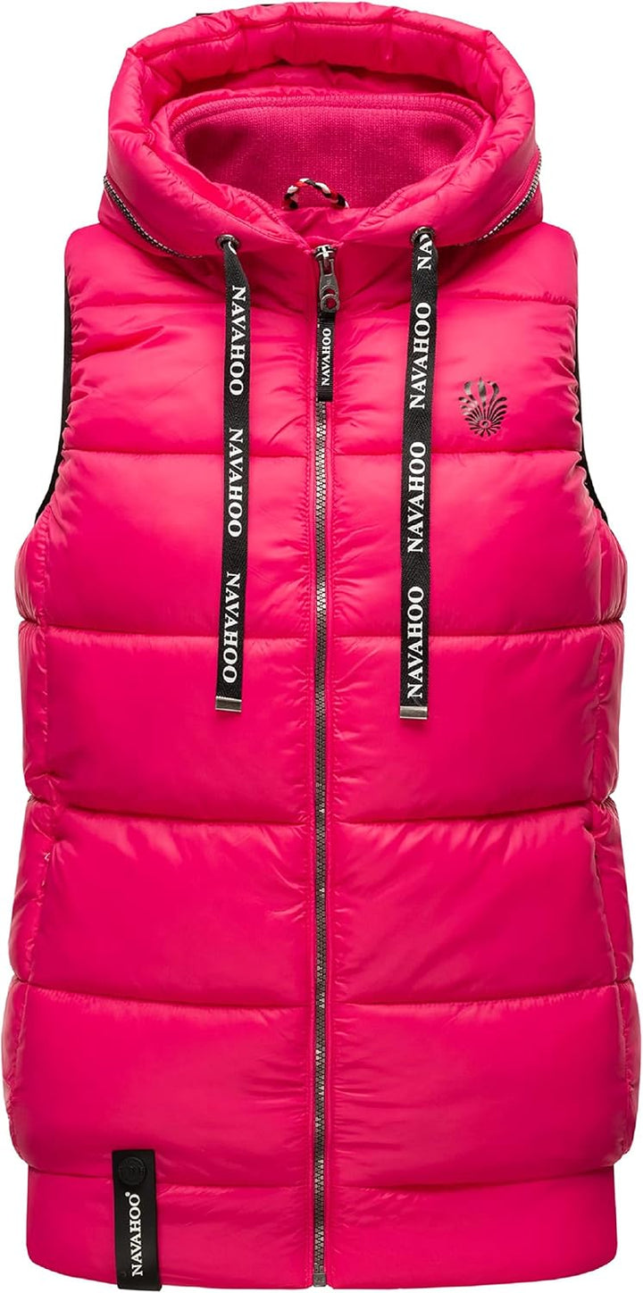 Navahoo Damen Steppweste leichte Outdoor-Weste Übergangsjacke mit Kapuze Kassidy XS-3XL XS Rosa, XS