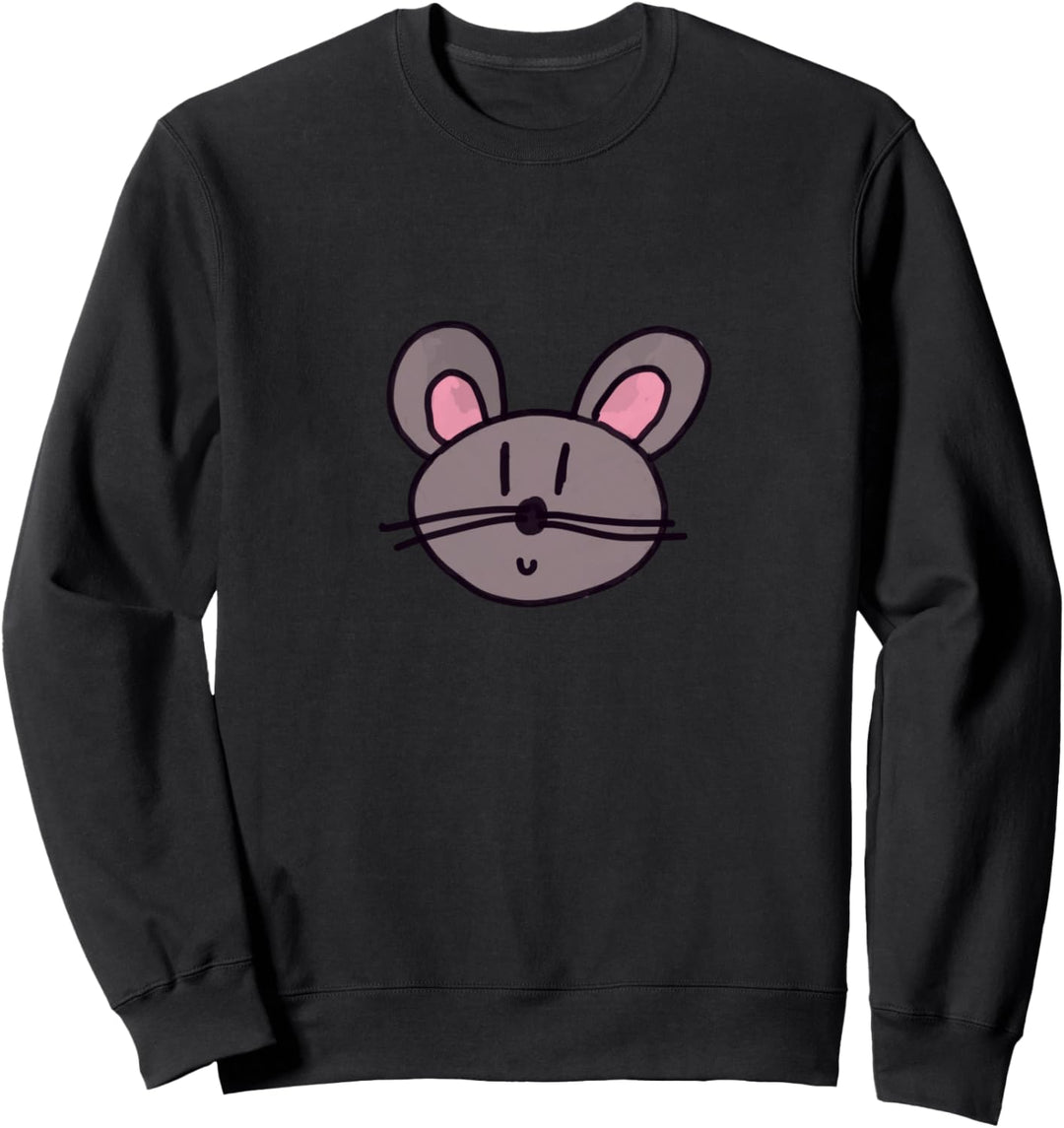 Fröhliche Cartoon-Maus mit Grossen Ohren und Schnurrhaaren Sweatshirt