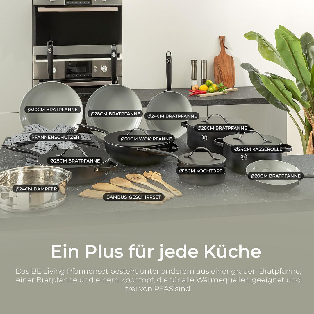 Be Living Essential Kochtopf mit Deckel Ø 28 cm (7 L) Induktion Schmortopf, Non Stick Keramik Antiha