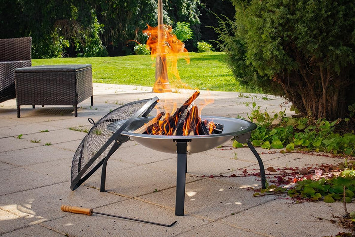 SOUK ONE Feuerschale Ibiza Edelstahl, Feuerschale Ø 56 cm - Feuerstelle für den Garten, Funkenschutz