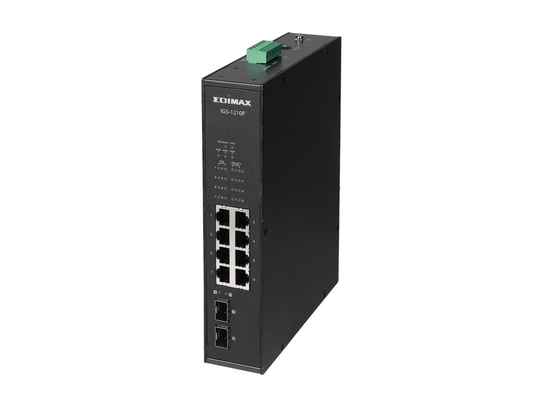 Edimax IGS-1210P - Industrieller 10-Port Gigabit PoE+-DIN-Schienen-Switch mit 2 SFP-Ports