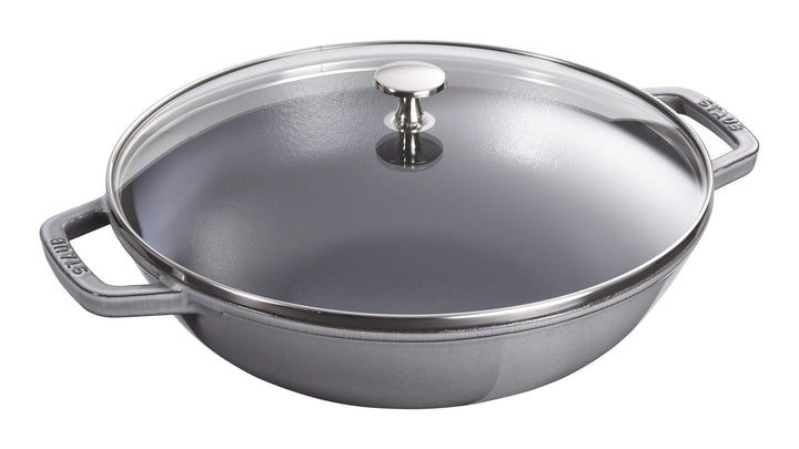 STAUB Wok aus Gusseisen, 30cm, inkl. Glasdeckel, Induktionsgeeignet, Graphitgrau