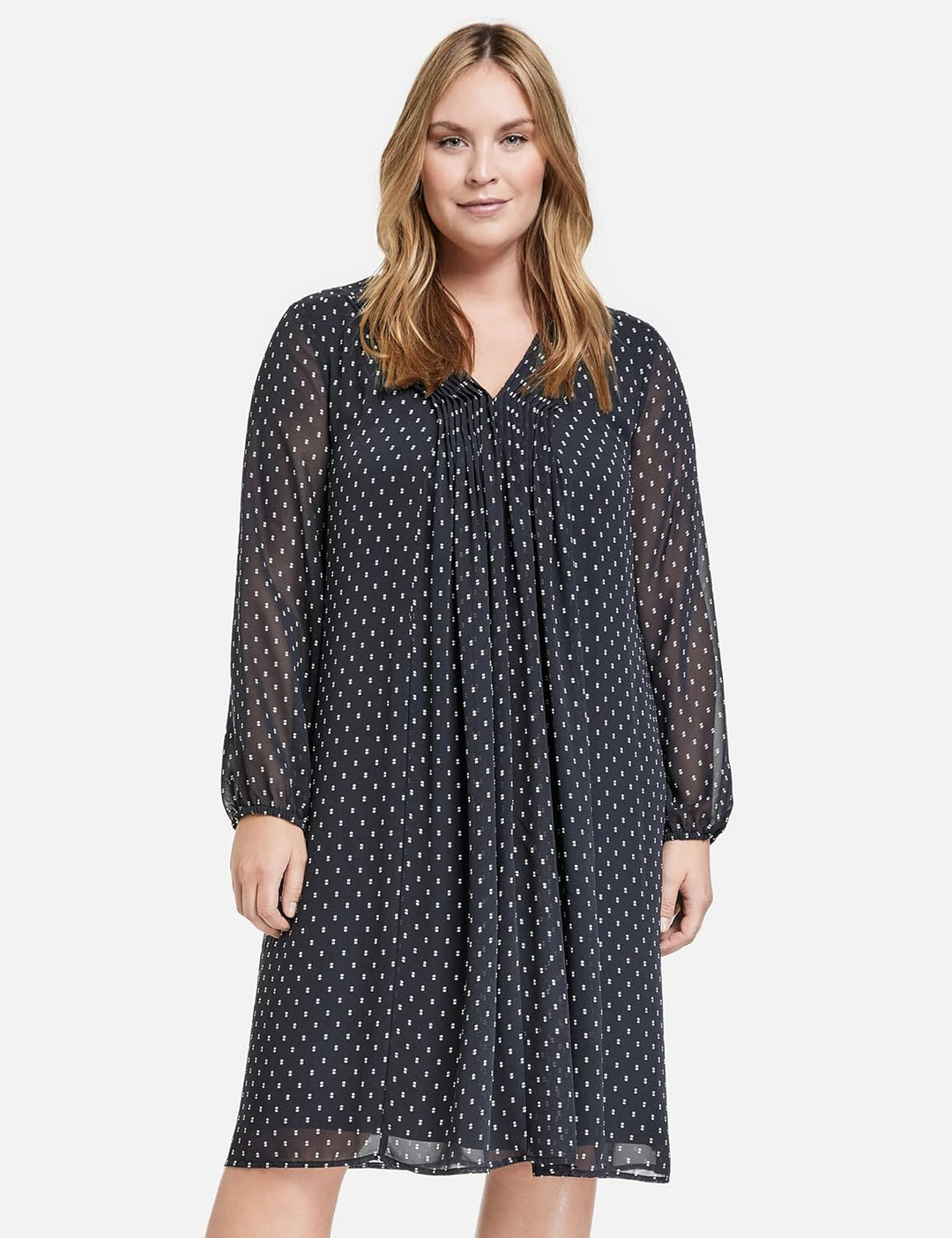 Samoon Damen Kleid 52 Navy Gemustert, 52 Navy Gemustert