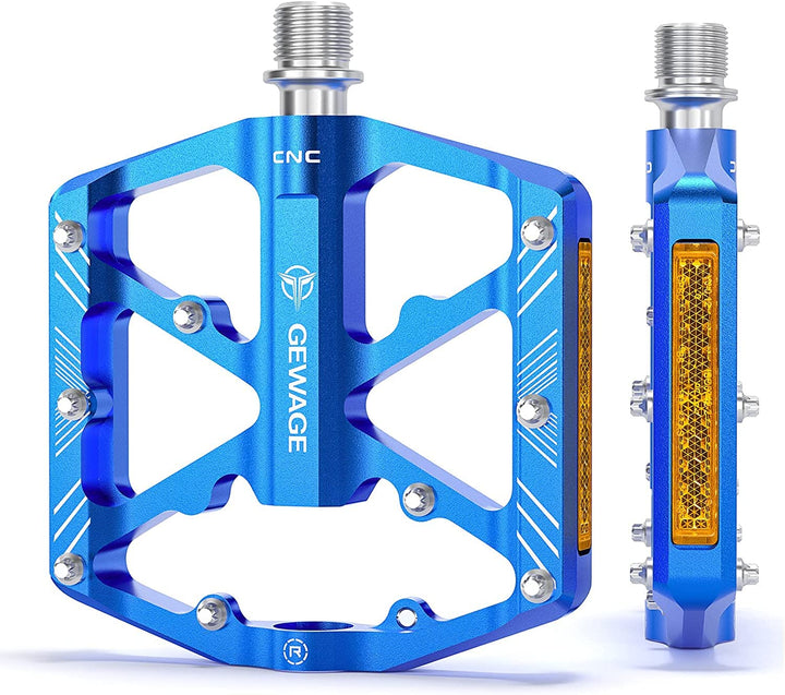 GEWAGE Fahrradpedale mit reflektierenden Streifen, 3 abgedichtete Lager, rutschfeste CNC-Aluminium-F