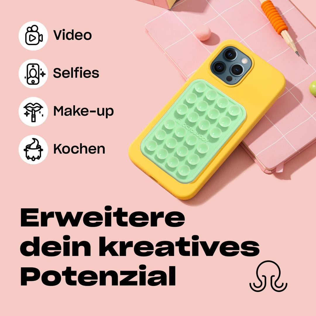 OCTOBUDDY Classic MAX Silikon-Saugnapf Halterung fürs Handy - rutschfeste Saugnapfhalterung für iPho