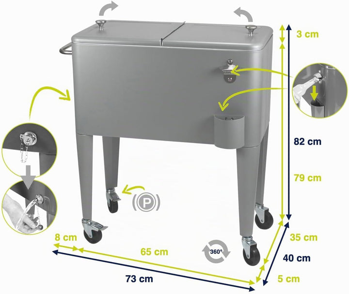 Kailua Cooler - Kühlbox, Kühlwagen, Getränkekühler Grau, Grau