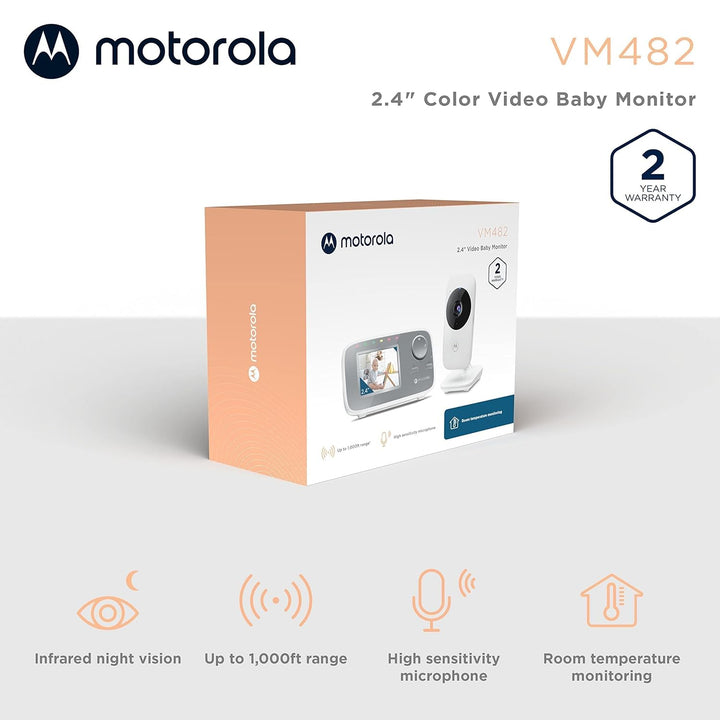 Motorola Nursery VM482 - Babyphone mit Kamera - 2.4 Zoll Farbdisplay - Infrarot Nachtsicht - Digital