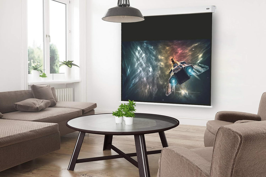 celexon Professional Motor-Leinwand 65" | 120x120 cm 1:1 | elektrische 4K,Full-HD Beamer-Leinwand fü
