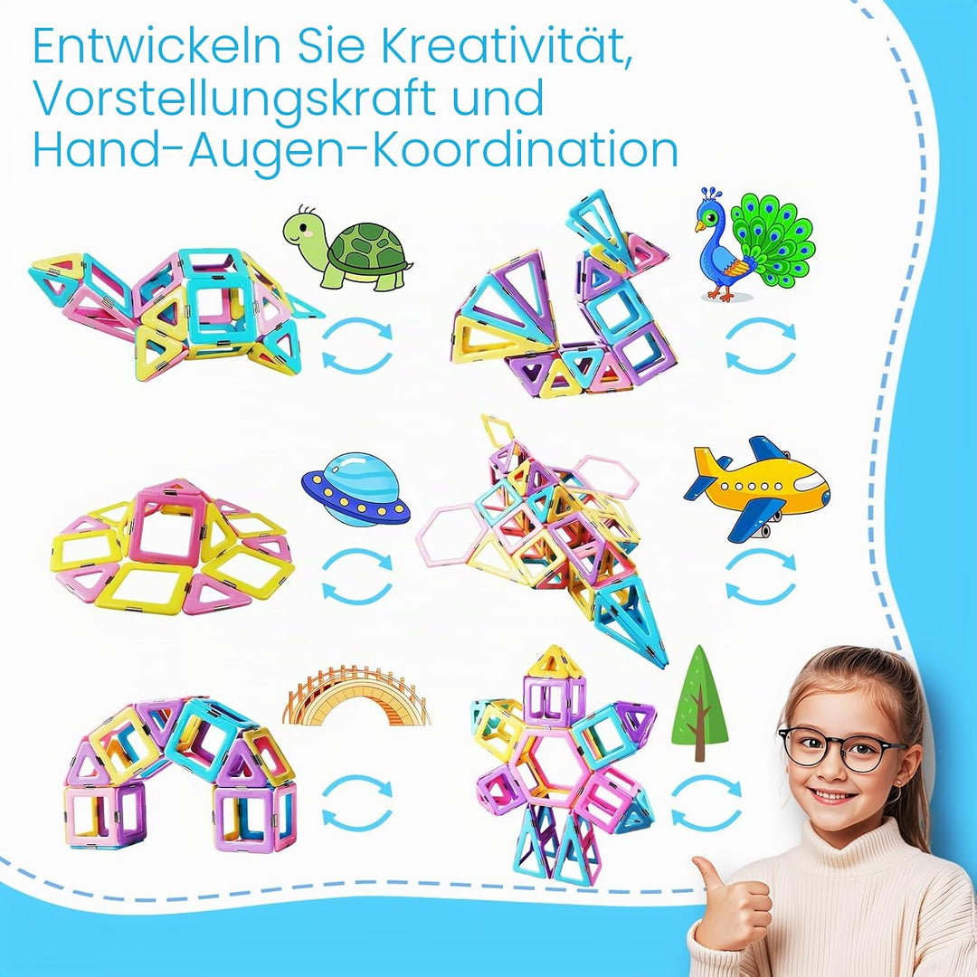 Magblock 103 Teiles Magnetische Bausteine Magnetische Blöcke für Kinder Magnet Lernspielzeug Spielze