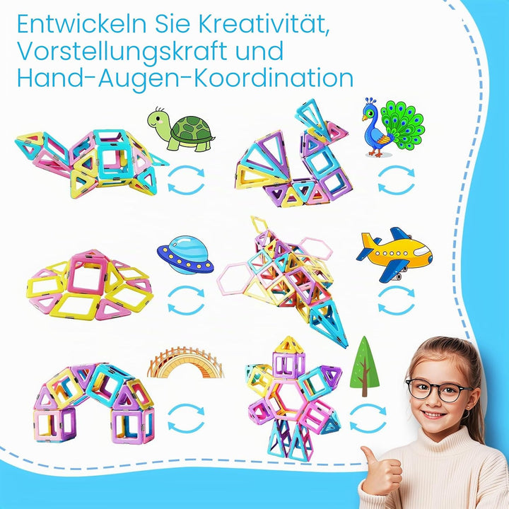 Magblock 103 Teiles Magnetische Bausteine Magnetische Blöcke für Kinder Magnet Lernspielzeug Spielze