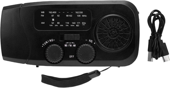 Fafeicy Solar-Handkurbel-Notfallradio mit 2000-mAh-Akku Typ-C-USB-Ladung und LED-Taschenlampe für Ou