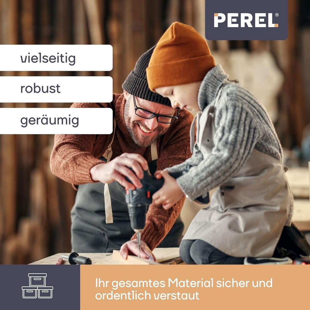 Perel Werkzeugkoffer Kunststoff leer, Werkzeugkasten leer, Werkzeugbox, Werkzeug Organizer Box, Tool