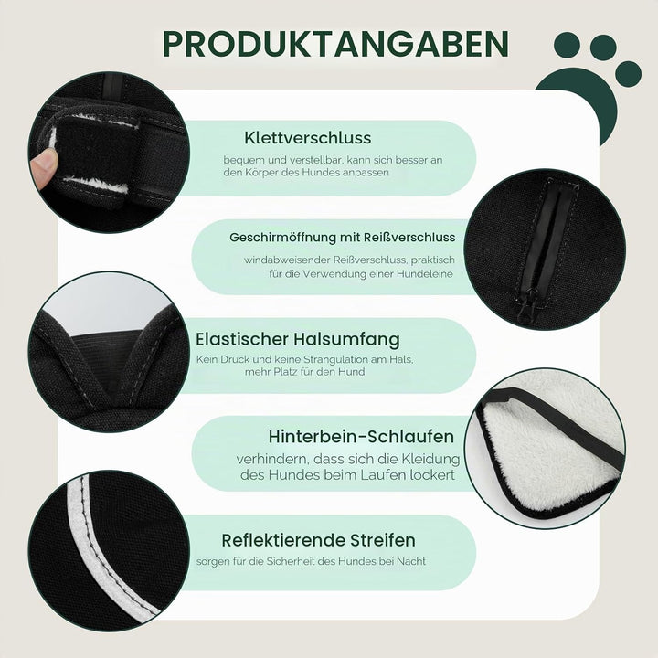 Kuoser Wasserdicht Hundemantel Hundejacke für Kleine Mittelgrosse Hunde, Reflektierende Leinwand Win