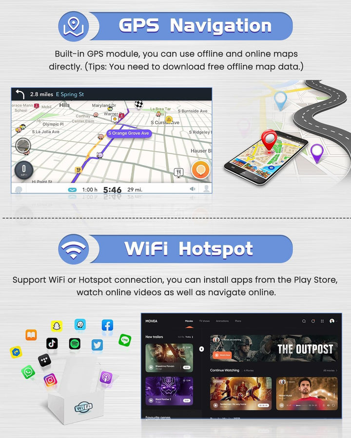 [2G+64G] Hikity Autoradio Navi Für Ford Transit Fiesta Focus Mondeo Kuga Galaxy S-Max Android 13 Wir