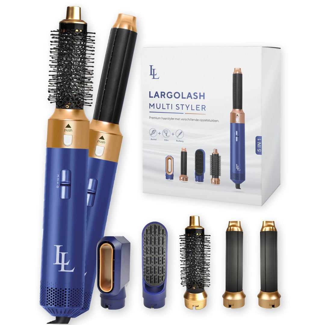 Largolash 5 in 1 Warmluftbürste Set, Schnelltrocknend Föhnbürste, Warmluft Lockenbürste, 3 Temperatu