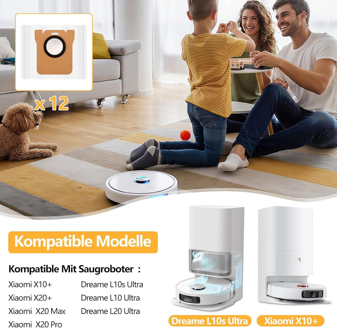 12 Stück Staubbeutel für Dreame L10s Ultra / L10 Ultra/Dreame L20 Ultra & Xiaomi X20 Plus/Xiaomi X20