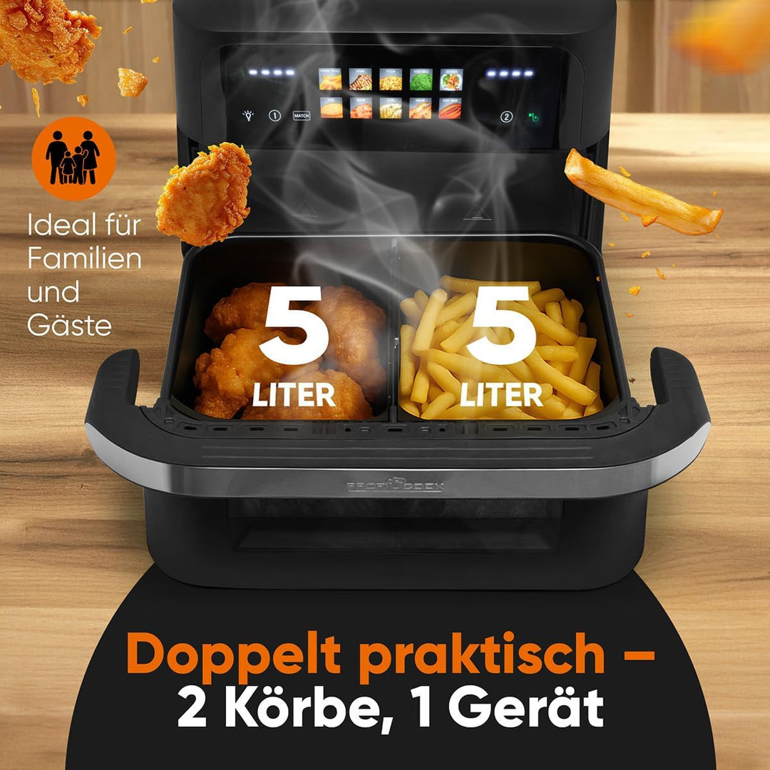 ProfiCook® XXL Heissluftfritteuse | 10L | Öl und Fettfrei | buntes Touch-Display | 2400W Airfryer |