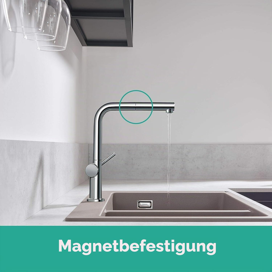 hansgrohe Talis M54 - Küchenarmatur mit Brause ausziehbar, 1 Stahlart, Wasserhahn Küche mit Auslaufh